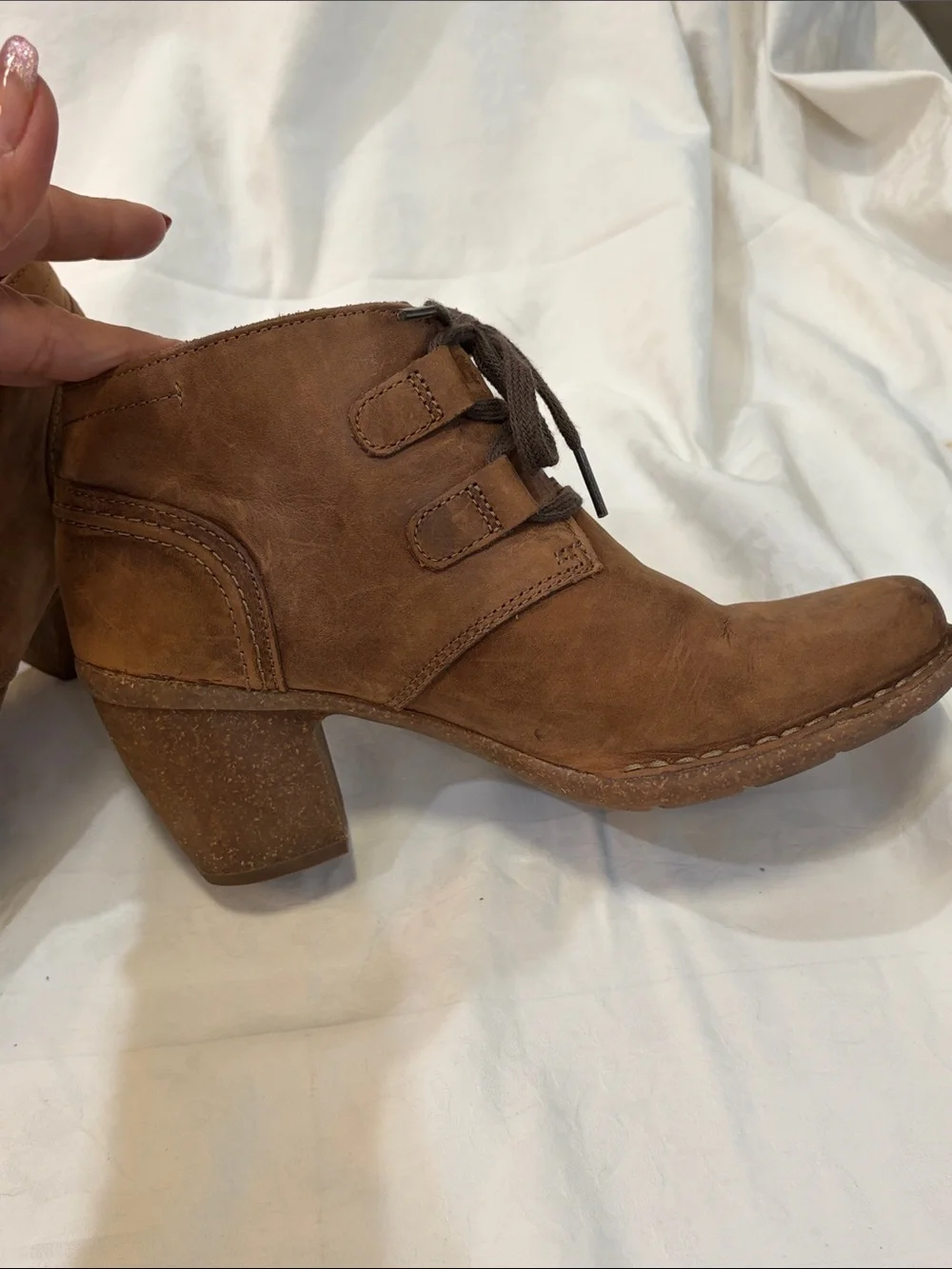 Clarks Brown Suede Lace-Up Ankle Booties